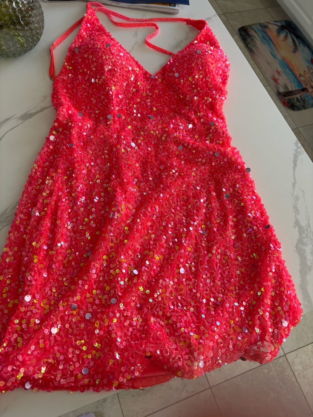 Scala Melon colored Sequin Mini Skirt - Sparkle Detail